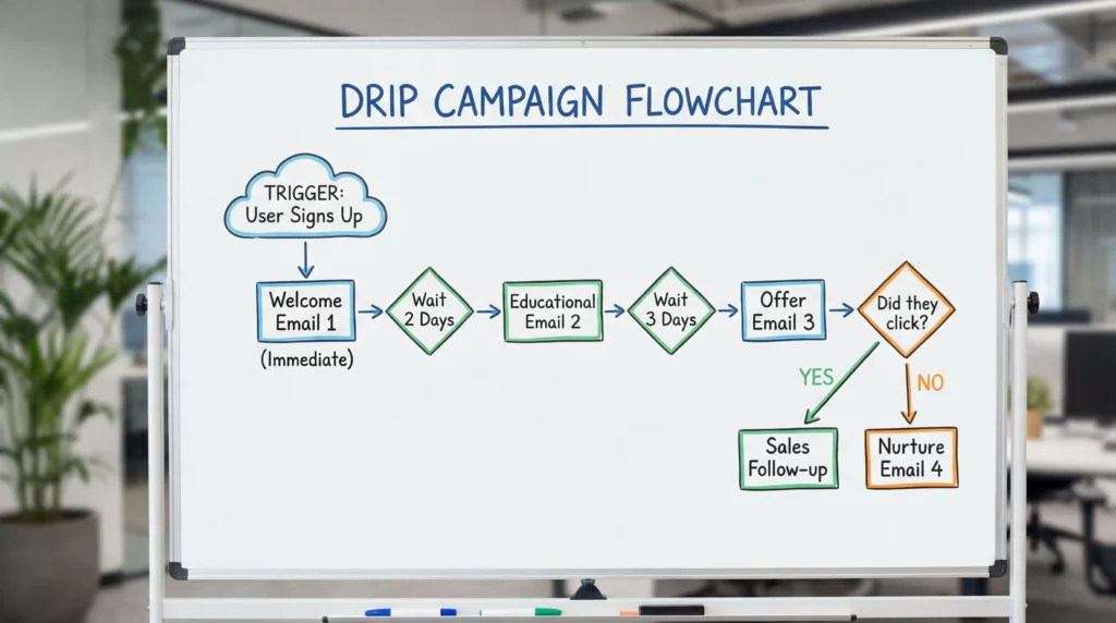 Flowchart of drip campaign sequence