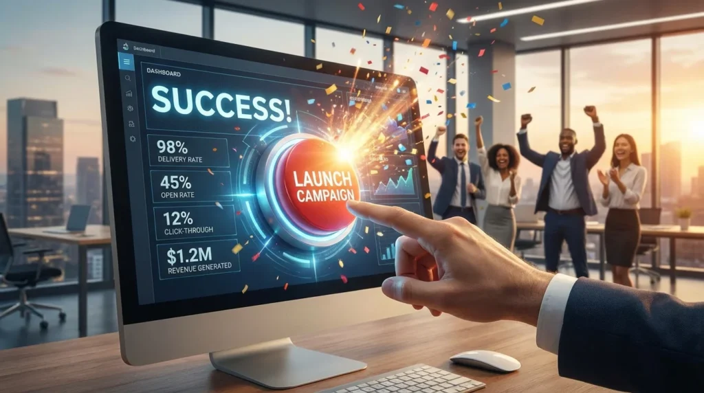 email campaign dashboard with success metrics