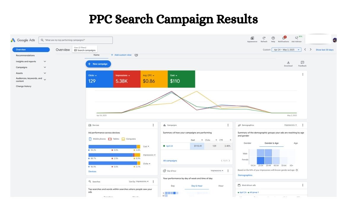 PPC Search Campaign Results